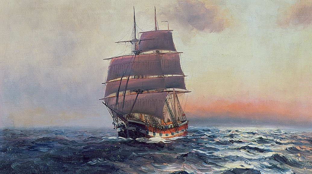 Alfred Jensen Segelschiff auf See